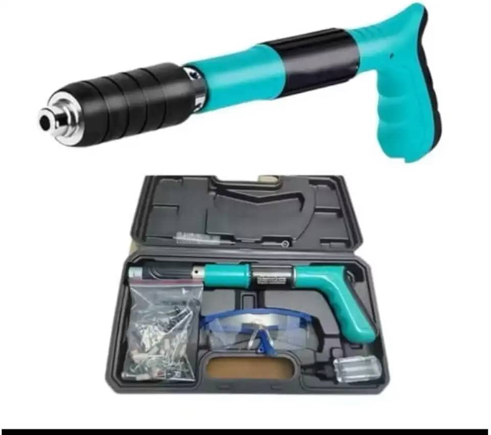 Kit Pistola de Fixação Finca Pino Ação Direta com 10 Pinos Óculos Proteção Maleta