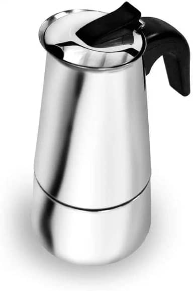 Cafeteira Tipo Italiana Inox para 6 Xícaras em Aço Inoxidável, Café Forte e Aromático, Design Sofisticado, Ideal para Casa ou Escritório, Perfeita para Apreciadores de Café