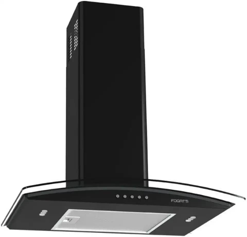 Coifa de Parede Vidro Curvo, Fogatti, Painel Mecânico, 60cm 4 e 5 Bocas, Black 110V