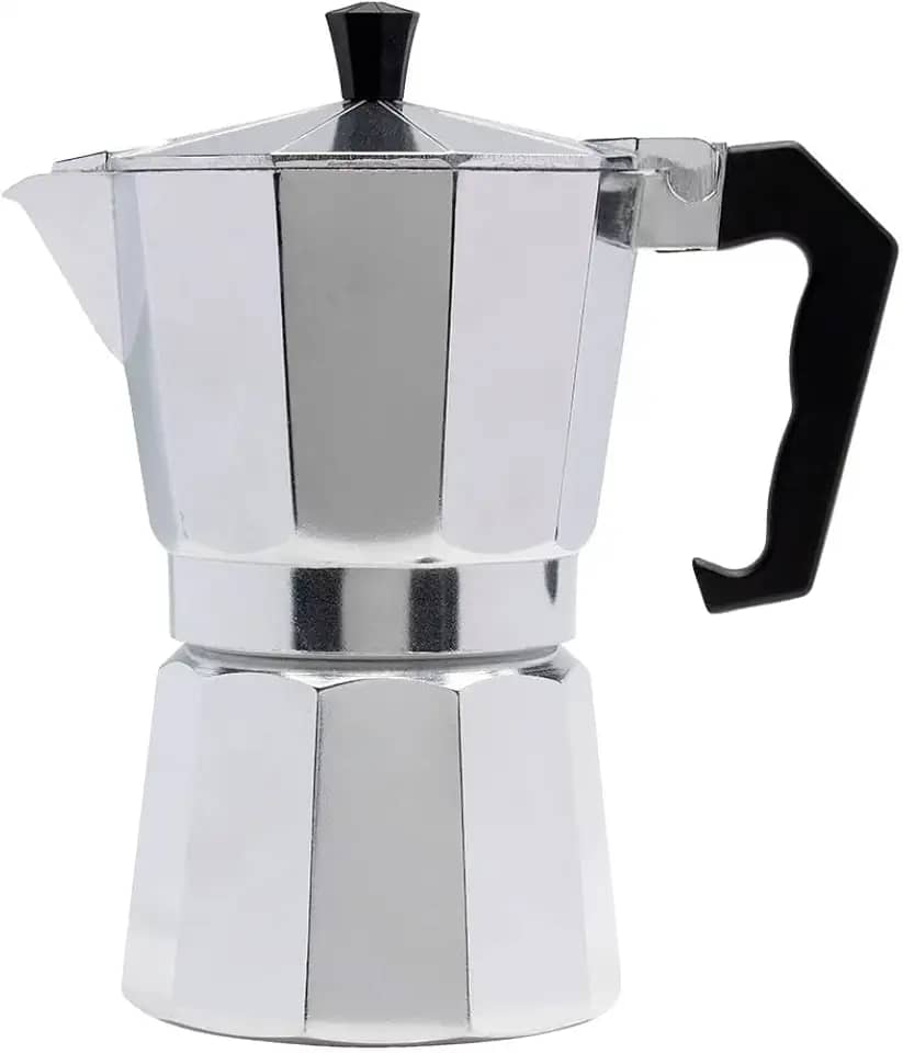 Mimo Style Italiana Expresso Cafeteira de Aluminio com Alça para 6 Cafézinhos, Prata, 300 ml
