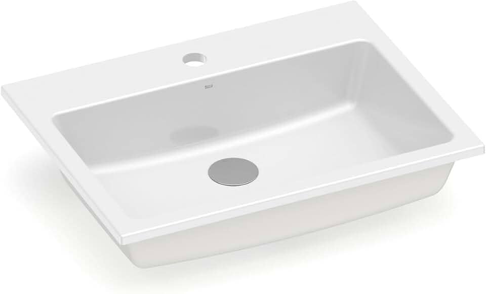 Cuba de sobrepor com mesa 550x420 PQ55 Branco - Roca