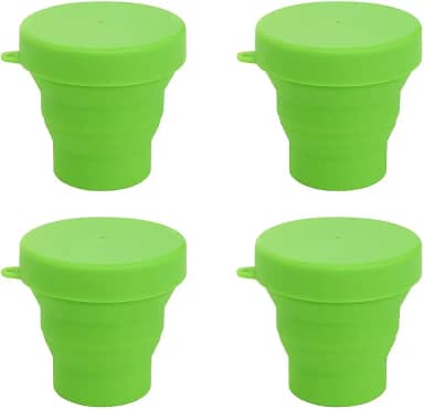 Copo Retrátil de Silicone, 150ml, Amarelo, Com Tampa, Kit 4 Unidades (Verde)