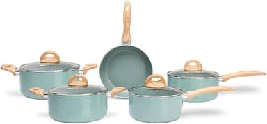 Brinox - Jogo de Panelas 5 Peças Ceramic Life Botanika com Fundo de Indução - Verde