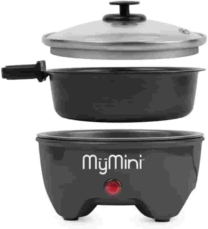 Panela elétrica de macarrão e frigideira de 12,7 cm, amora-preta (9,4 cm x 13,3 cm, 0,6 kg), luzes indicadoras, compacta e leve - 260 watts