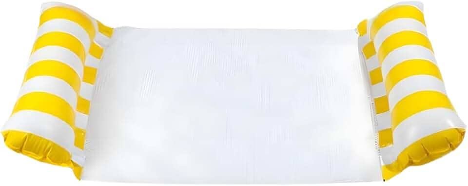 Boia Rede Flutuante para Piscina com Almofadas Listradas, Disponível em Azul, Verde, Rosa e Amarelo, 4 Unidades