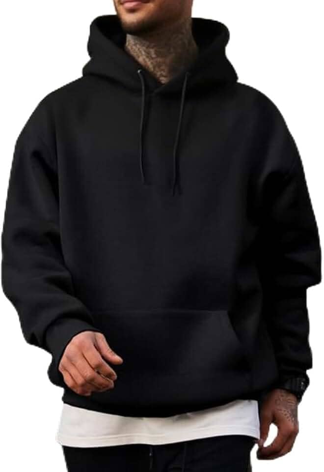 Moletom com capuz masculino e feminino de algodão - capuz com cordão, moletom casual de manga comprida