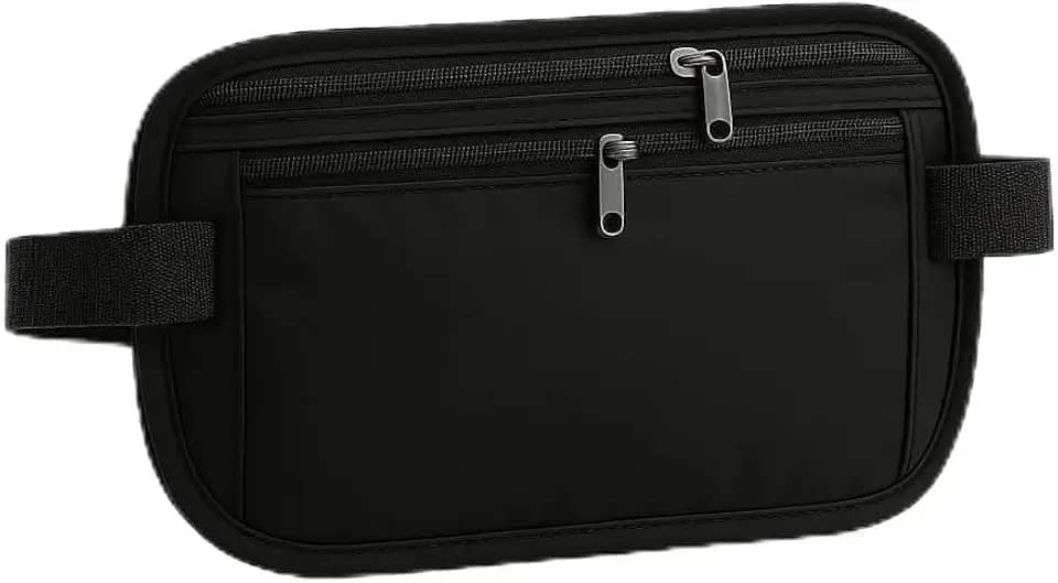 Pochete Doleira, Porta Dinheiro Notas Viagem Internacional Anti Roubo Invisível Segura Imperméavel Para Celular Cartão Chaves (Preto)