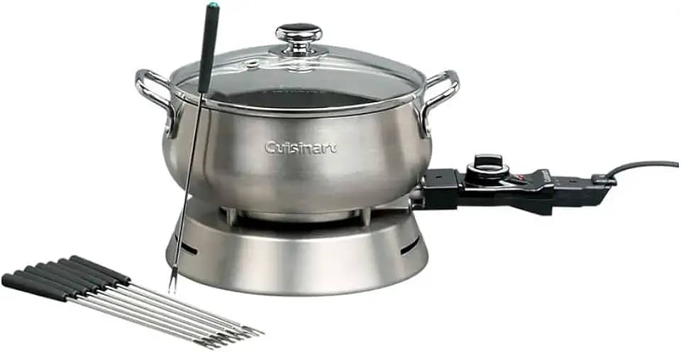Panela Elétrica para Fondue Cuisinart 1000W em Aço Escovado Com acessórios 8 Garfos Elétrica 127V