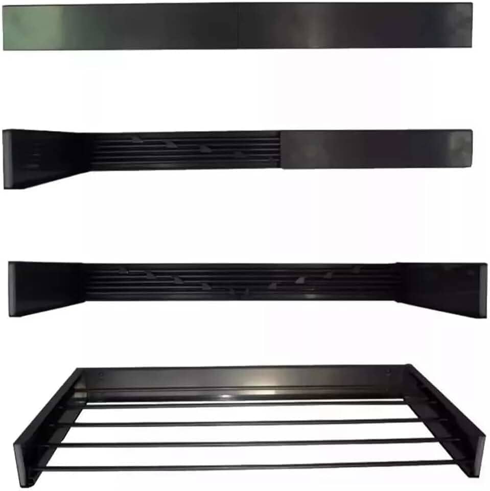 Varal de Parede Magico Dobrável Retrátil 80cm 5 Varetas Recolhível Invisível Mágico Roupas Apartamento Espaço Pequeno