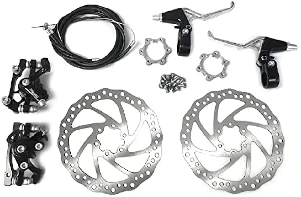 Kit de freio de disco frontal e traseiro – 160 mm para bicicleta motorizada a gás 80cc – distância do orifício dos cubos de roda livre de 48 mm (Yinxing)