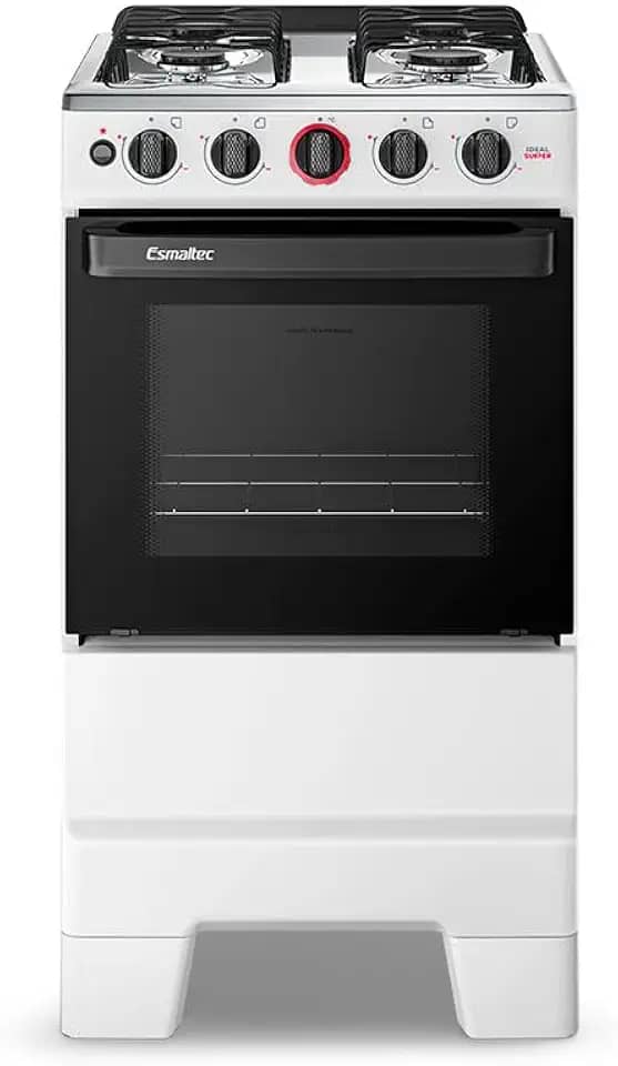 Fogão a Gás Mesa Inox Forno 50L Limpa Fácil e Acendimento Automático Esmaltec IDEAL Super F4IAB Cor Branco 4 bocas Bivolt