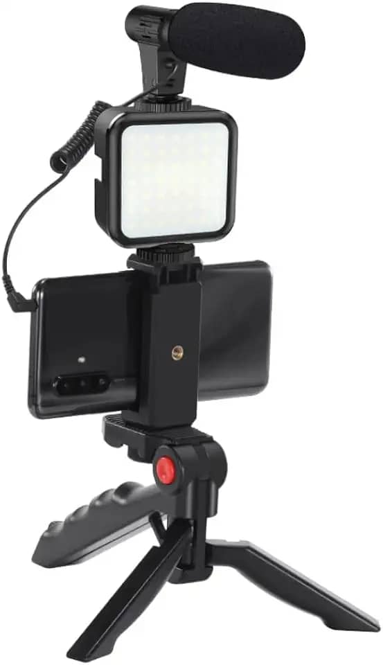 Tripé Para Celular Youtuber Tripé Tripod Com Led Microfone Integrado Kit Gravação Criação De Vídeos