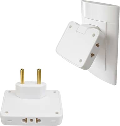 Adaptador de Tomada Articulável 3 Saídas 10A Bivolt 127V/ 220V Sistema Dobrável 90 Graus