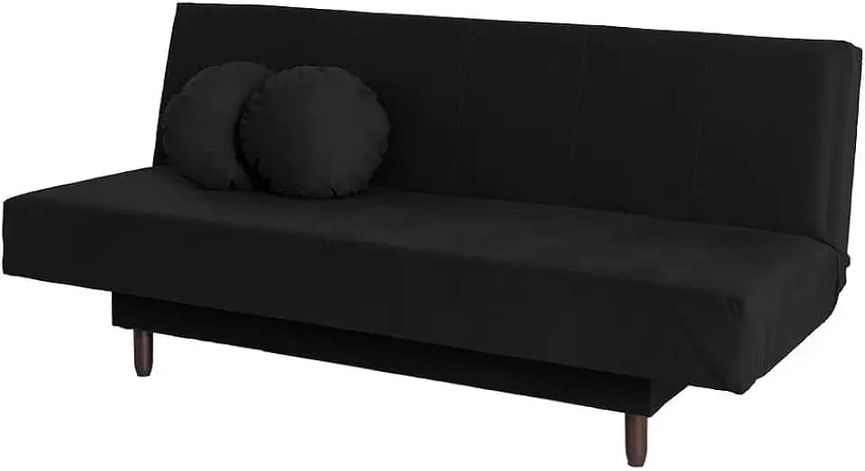 Sofá-Cama Casal 3 Lugares Jimmy Suede Preto
