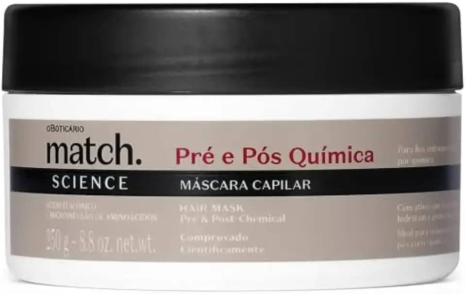 O BOTICARIO MATCH SCIENCE MASCARA PRÉ E PÓS QUÍMICA 250g