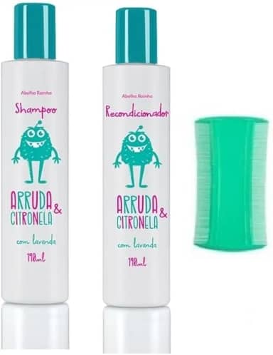 Kit Mata Piolho Arruda e Citronela Abelha Rainha - Shampoo 190ml + Recondicionador 190ml + Pente Fino