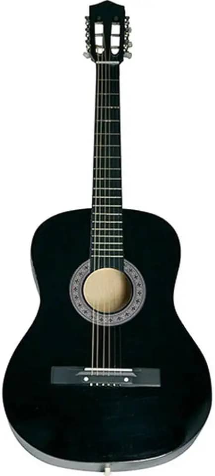 Violão Acústico Tradicional para Iniciantes, 6 Cordas de Aço, Preto, 38", Madeira Birch/Basswood