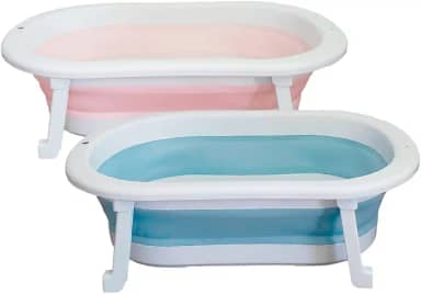 Banheira Retrátil Dobrável Em Silicone De Bebe (Rosa)