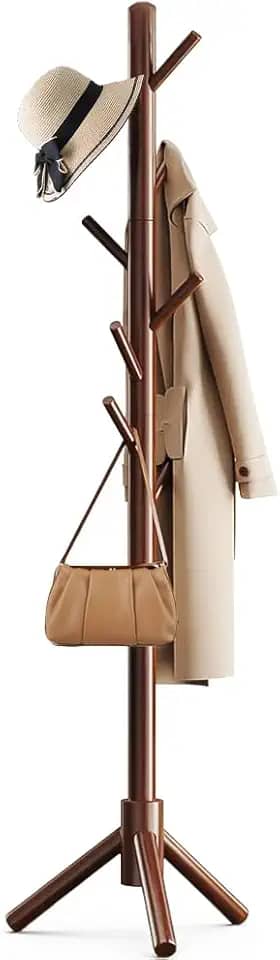 Cabideiro de Chão, cabideiro vertical para Quarto, Cabideiro de Chão Madeira de Três Pernas, Mancebo Bolsa Pendurada, Cabideiro