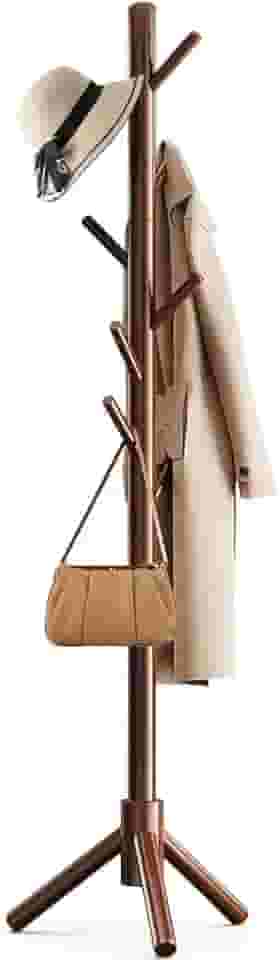 Cabideiro de Chão, cabideiro vertical para Quarto, Cabideiro de Chão Madeira de Três Pernas, Mancebo Bolsa Pendurada, Cabideiro