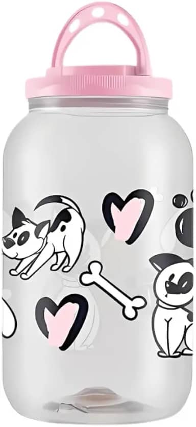 Pote Porta Ração Comedouro Cachorro Gato 3,6lt com Alça (Dog Rosa)