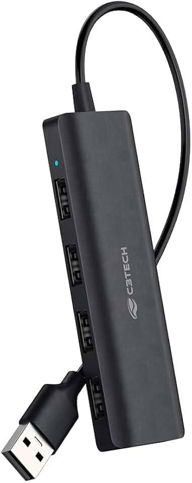 Hub USB 2.0 C3Tech HU-230BK com 4 Portas de saida USB Plug and Play