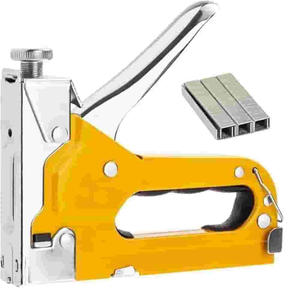Grampeador Tapeceiro Profissional 3 em 1 de Alta Pressão com 600 Grampos – Grampeador Manual para Estofador, Madeira, Artesanato e Uso Doméstico