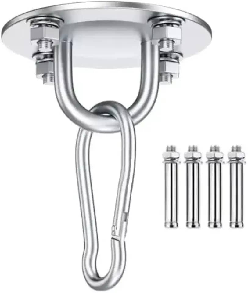 Suporte de Teto, para Saco de pancada, Cadeiras de Balanço e Redes, Kit c Corrente e Mosquetões de Aço Inoxidáve, Capacidade 180 kg