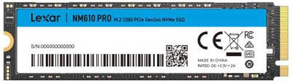 Lexar Disco SSD NM610 Pro 500Gb - NVMe PCIe 3.0 M.2 Tipo 2280 - Leitura até 3300 MB/s e Escrita até 1700Mb/