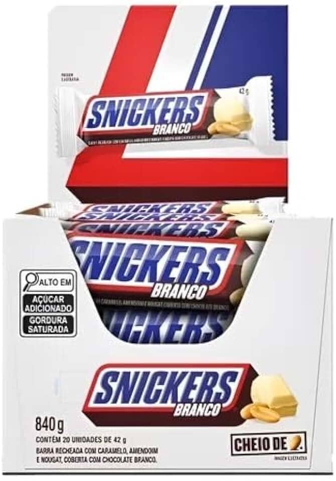 Chocolate Snickers Branco com 20 unidades de 42gr