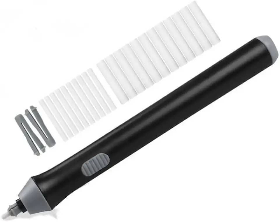 Kit Borracha Elétrica 25 Peças Portátil com Design Ergonômico – Ideal para Desenhos Técnicos, Esboços Artísticos, Escrita e Correções Precisas, Leve e de Fácil Uso Á Pilha Preto Premium