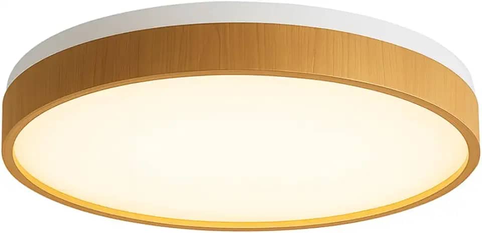 Plafon Luminária LED de Sobrepor Space 38cm com Efeito Estrelado Branco Madeira – Multicolor (Frio, Neutro, Quente) – 30W 2400lm – Para Salas, Quartos, Ambientes Internos