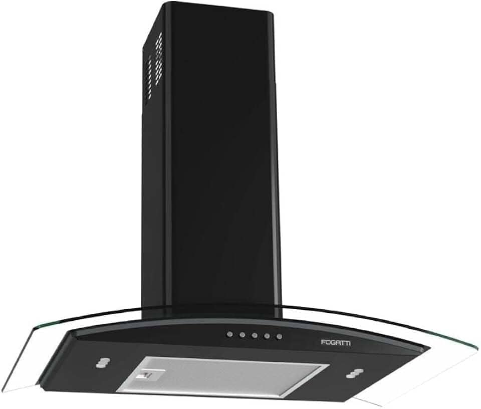 Coifa de Parede Vidro Curvo, Fogatti 70cm, 110V Teclado Mecânico Black