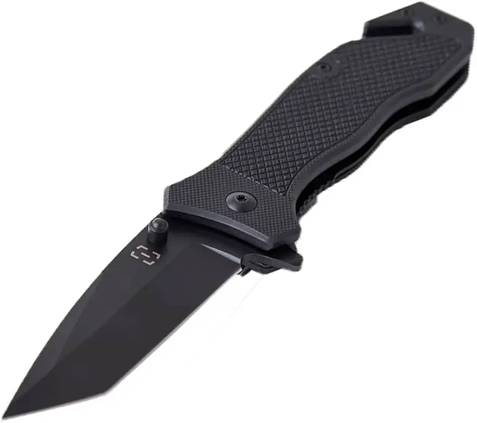 Invictus Canivete Phantom Black - Aço Inoxidável, 8 cm, Ponta Tanto, Tático, Luta