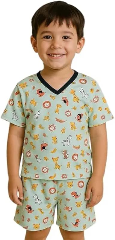 Pijama Infantil Menino de Verão Roupa de Dormir no calor Manga Curta e short PIJAMA DINOSSAURO MENINO