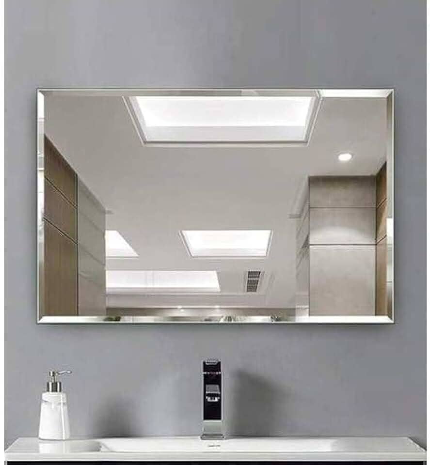 Cebrace Espelho Decorativo Retangular 70x50cm, Bisotê de 20mm, Vidro de 4mm, Montagem na Parede, Ideal para Sala, Banheiro, Quarto ou Cozinha