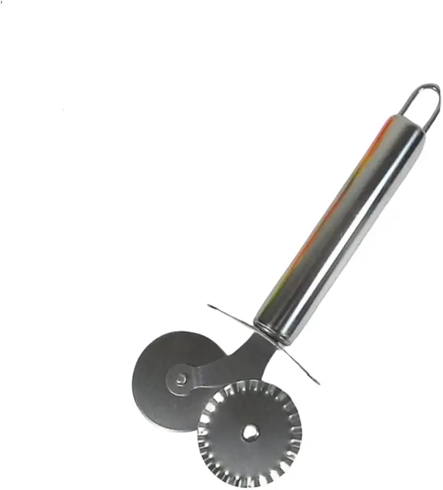 Cortador de Pizza e Massas com Carretilha Dupla em Aço Inox, Design Ergonômico e Lâminas Duplas para Cortes Precisos e Versáteis na Cozinha