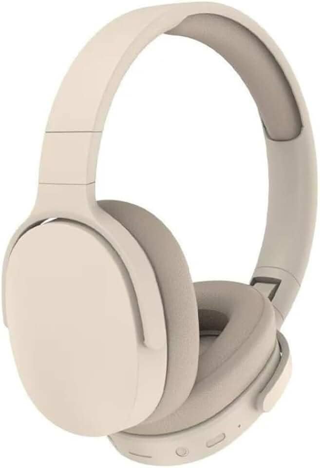 Fone de Ouvido Sem Fio Headphone Bluetooth Fone Corrida Academia Com Cancelamento de Ruído On-ear Dobrável (Off White)