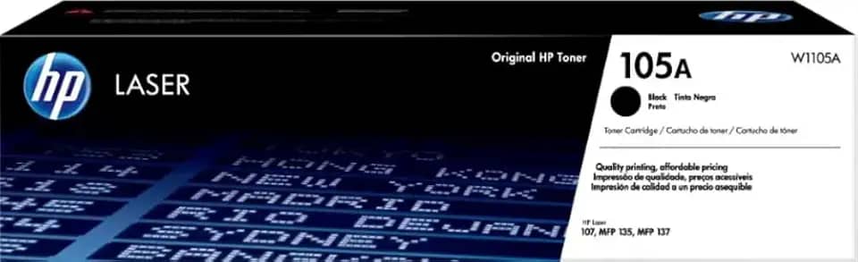 Toner HP 105A Preto Original (W1105AB). Compatível com LaserJet 107, MFP 135 e 137