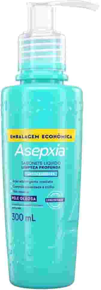 Asepxia Sabonete Facial Líquido para Pele Oleosa, Limpa Profundamente e Controla Oleosidade, Não Resseca, Dermatologicamente Testado, Combate Brilho Excessivo na Face, 300 ml, 1-Pack
