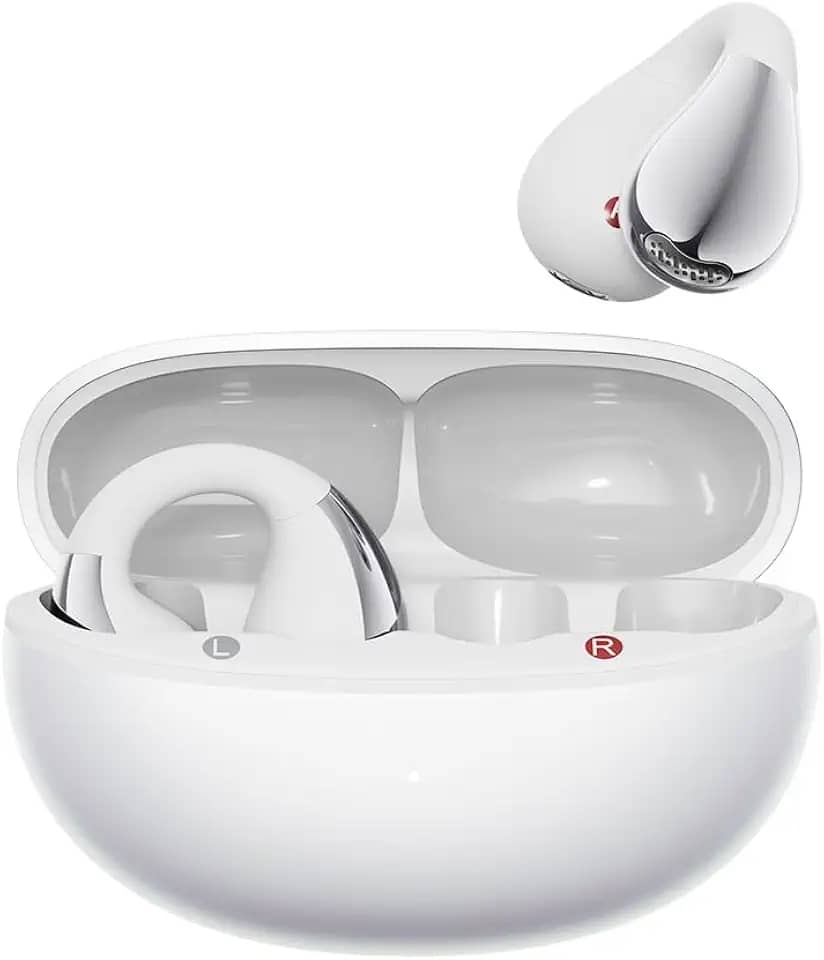 Fones de ouvido sem fio QCY Crossky C30S, conexão dupla Bluetooth 6.0, 40 horas de duração da bateria e carregamento rápido, leve e confortavel de usar para corrida/fitness(Branco)