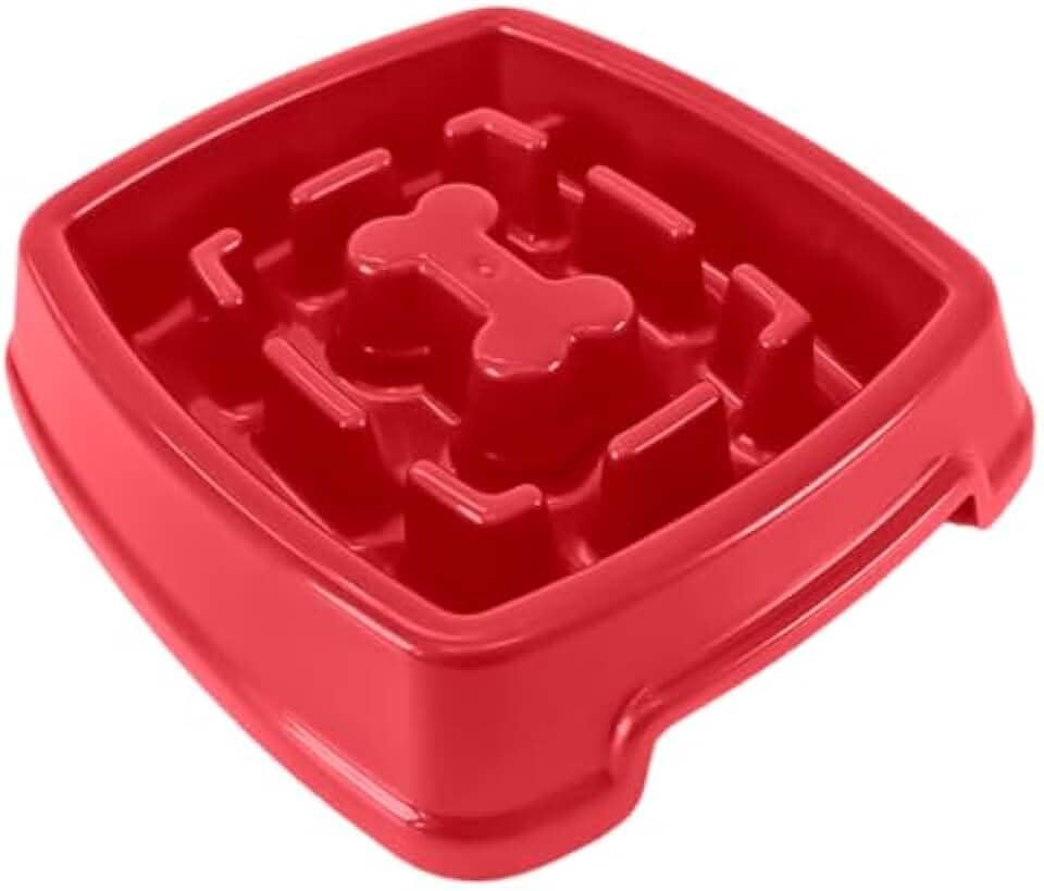 Comedouro Lento Educativo Labirinto Interativo 650ml Pet Para Cães Produto Petshop Enriquecimento Ambiental (Vermelho)