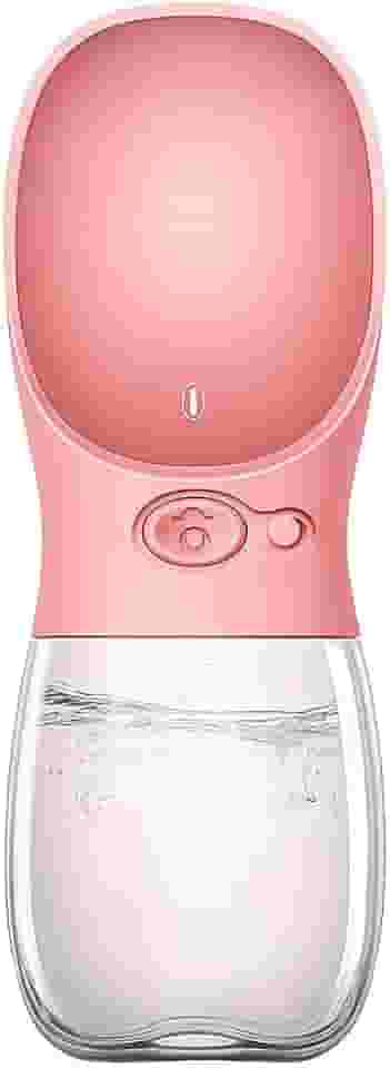 Bebedouro Portátil para Cães e Gatos 2 em 1 Garrafa de Água com Comedouro Anti Vazamento 500ml Ideal para Passeios e Viagens (Rosa, 500 ML)