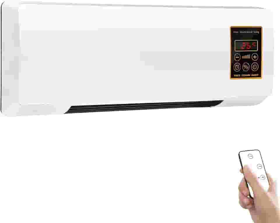 Aquecedor Eletrico 220V, 2000W Aquecedor de Parede, Suporte para Controlo Remoto e Controlo Tátil, Modos de Ar Natural e Ar Quente, Temporizador para 6 Horas