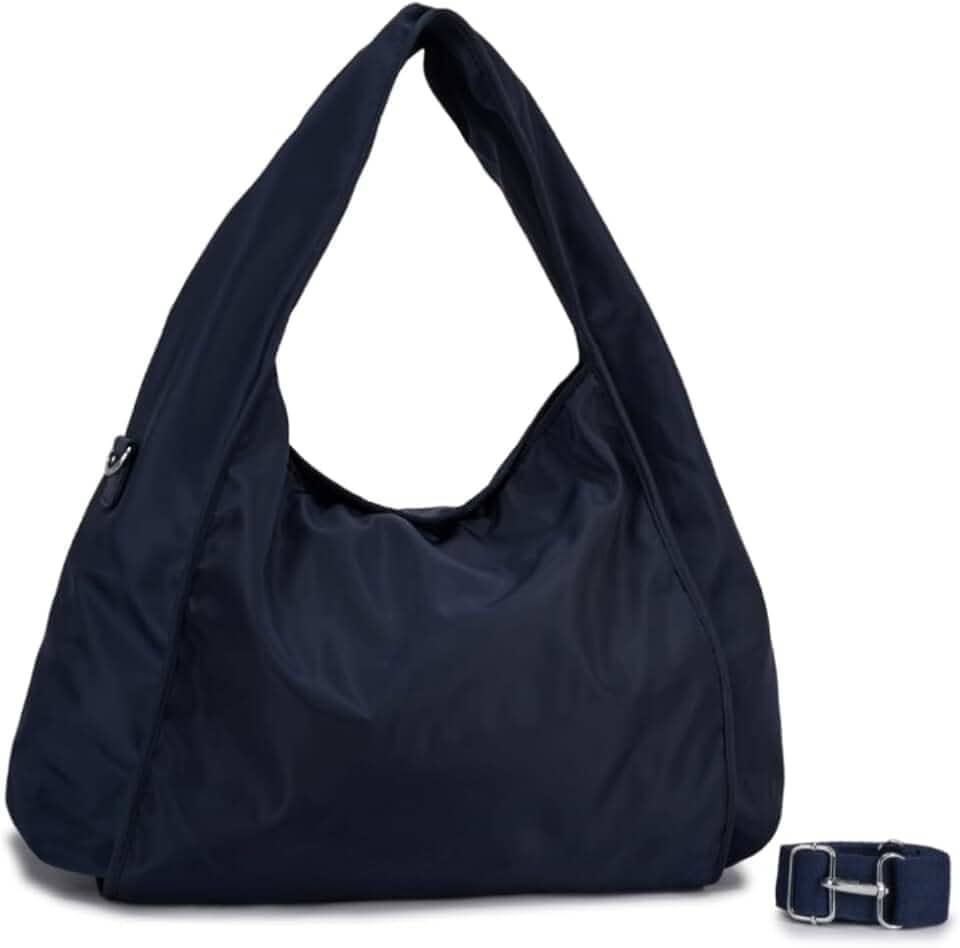 Bolsa Nylon Feminina Hobo para Faculdade, Trabalho, Academia e Uso Diário - Bolsa Universitária Lateral de Ombro Impermeável Dia a Dia Casual