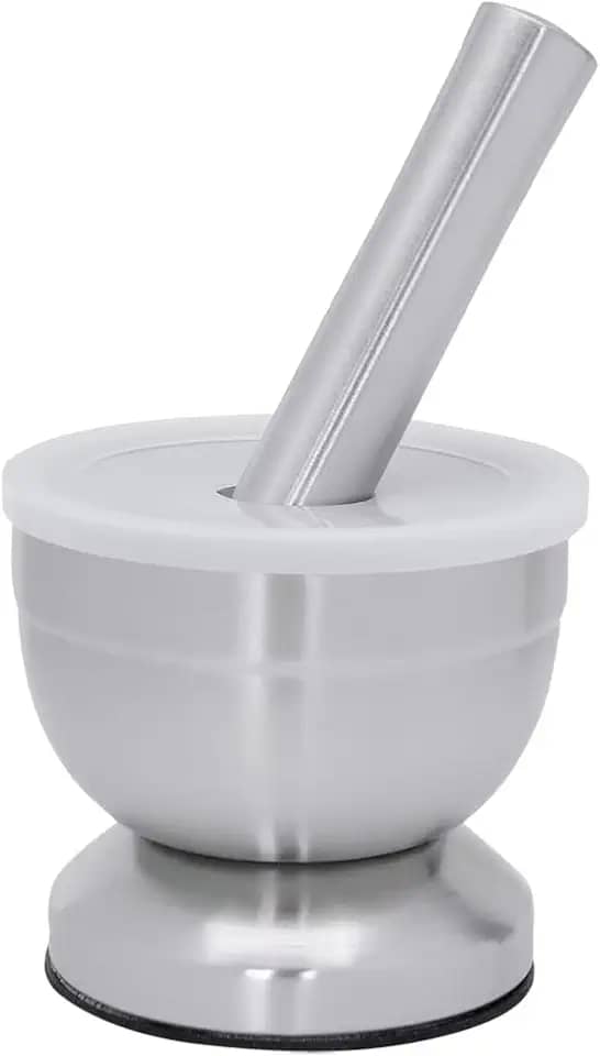 Mimo Style Pilão com Socador Feito Inteiramente em Aço Inoxidável. Resistente, Durável e Não Tóxico. Sua Base Antideslizante Torna Fácil Moer Qualquer Ingrediente .AC20281