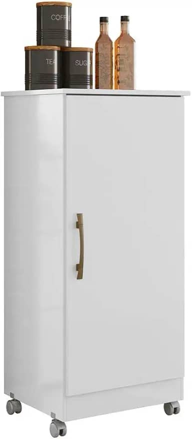 Armário Multiuso Organizador Lavanderia com Rodizio Lírio Moval Branco