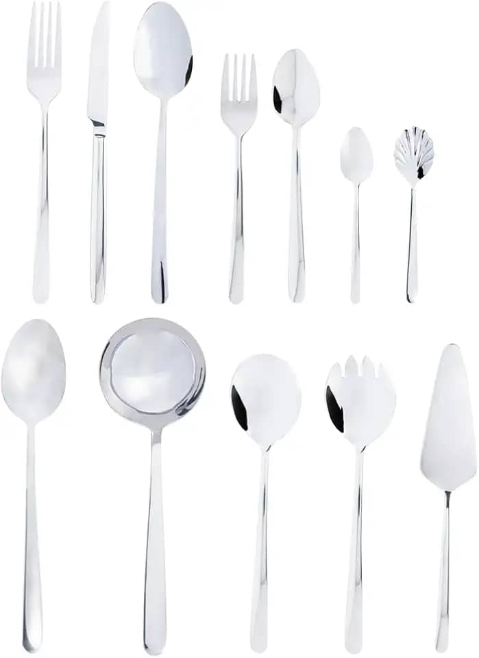 WOLFF Faqueiro de Aço Inox Viena 54 Peças Com Caixa Litografada - Jogos de Talheres - Mesa Posta - Utensílios de Cozinha, Enxoval, Casamento, Decoração