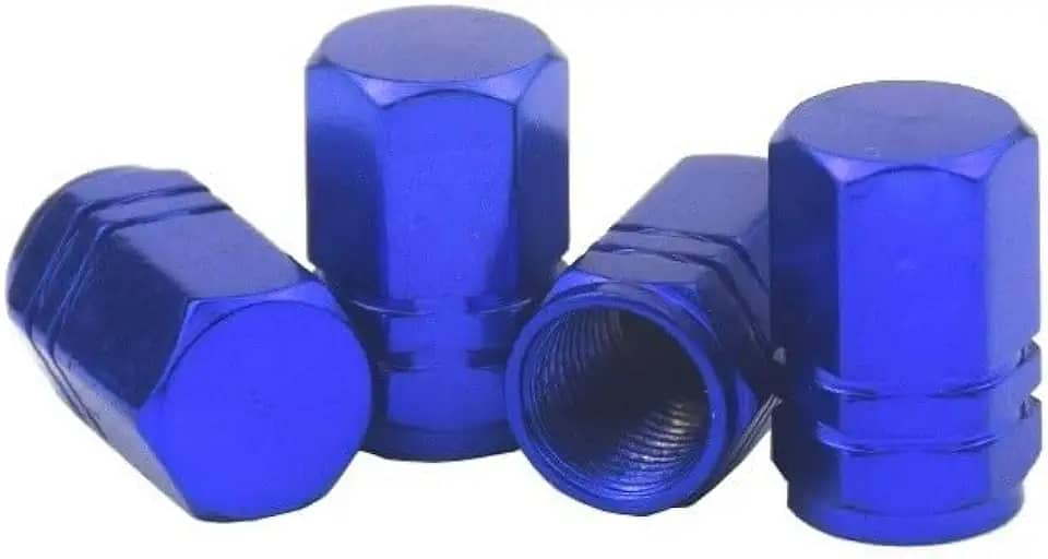 Kit 4 Tampas Válvula Pneu Fluorescente Luminoso Noturno Universal Carro, Moto, Bike Acessório para Proprietários de Veículos(Alumínio - Azul Escuro)