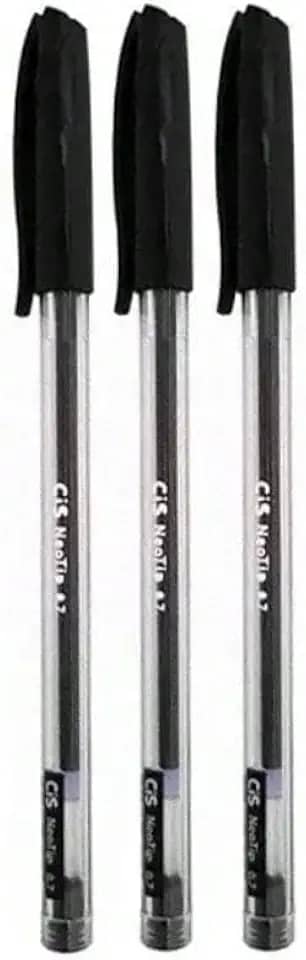 Kit com 3 de Canetas Esferográfica Scrit Ponta Agulha 0.7mm Cis (Preto)